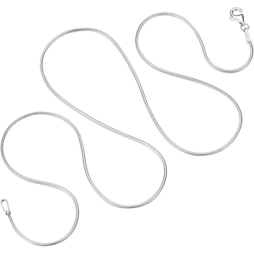 925 Sterling Silver Snake Chain Necklace for Women & Men 20" Rhodium Plated